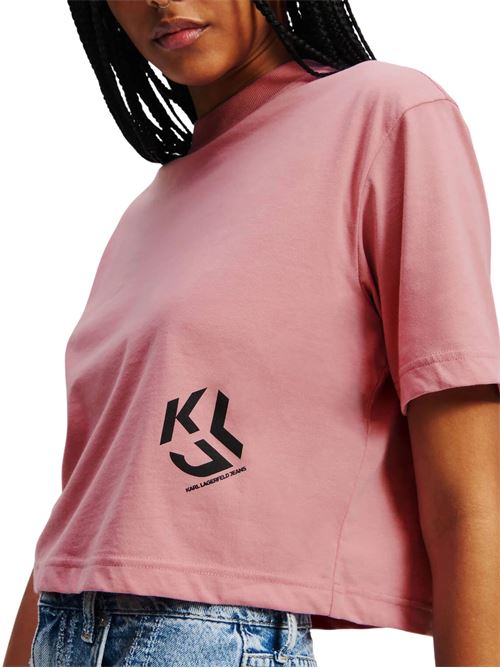 T-shirt donna rosa in cotone Karl Lagerfeld jeans | A2W170761OQ